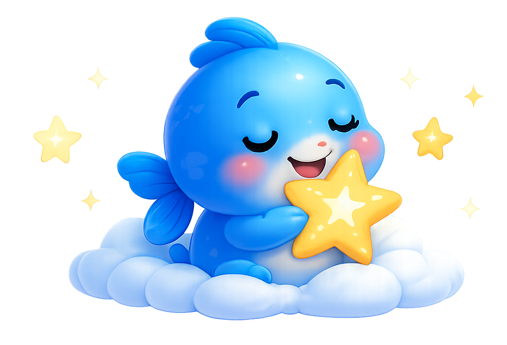 Sleepy Little Fish holding a star