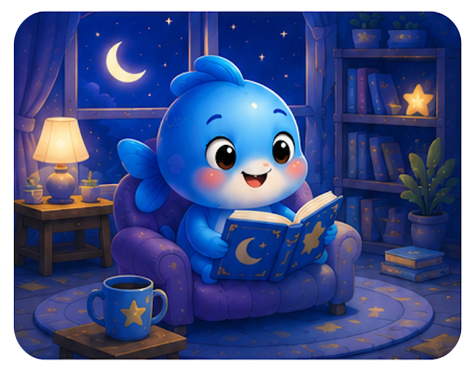 Sleepy Little Fish reading a bedtime story